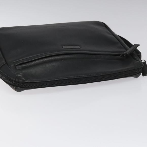 BALENCIAGA Clutch Bag Leather Black Auth bs22314